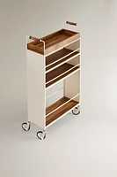 METAL AND WOOD STORAGE CART