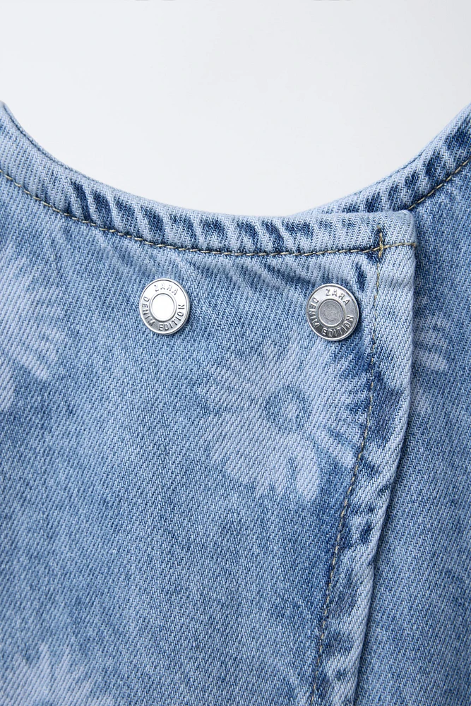 FLORAL PRINT DENIM TOP