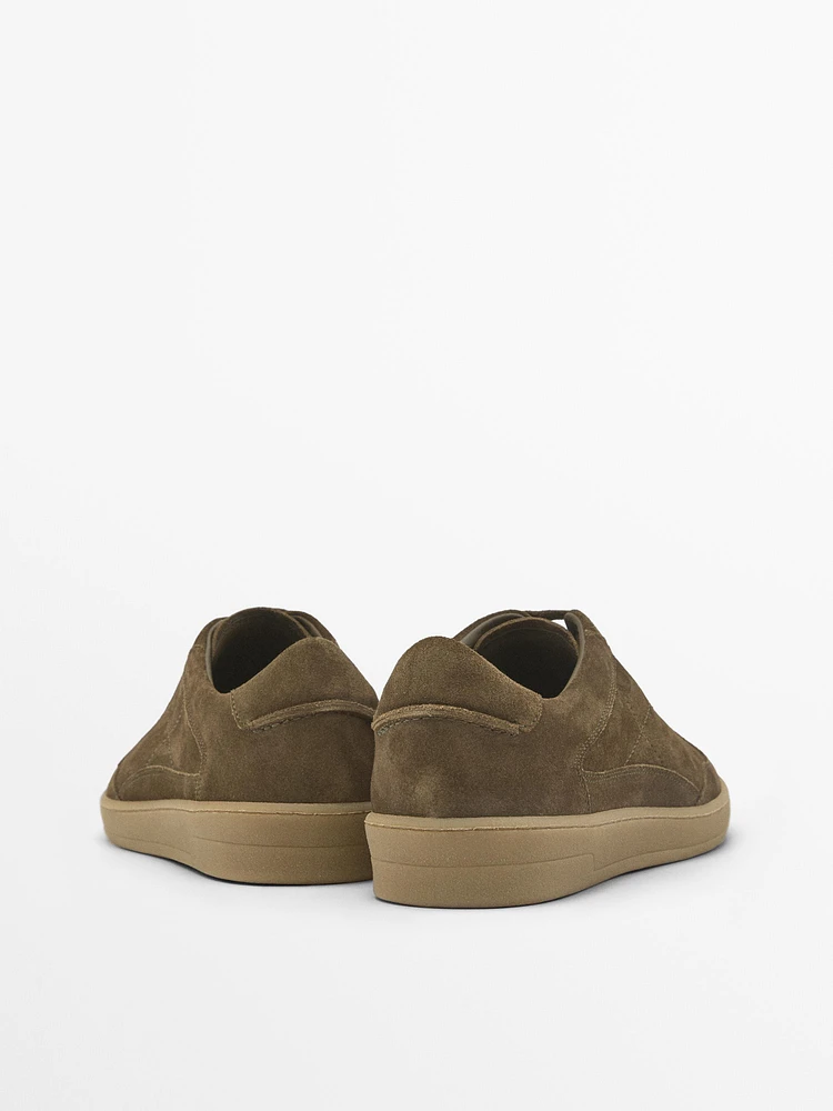 Split suede trainers