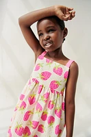TEXTURED PRINTED BOW DRESS