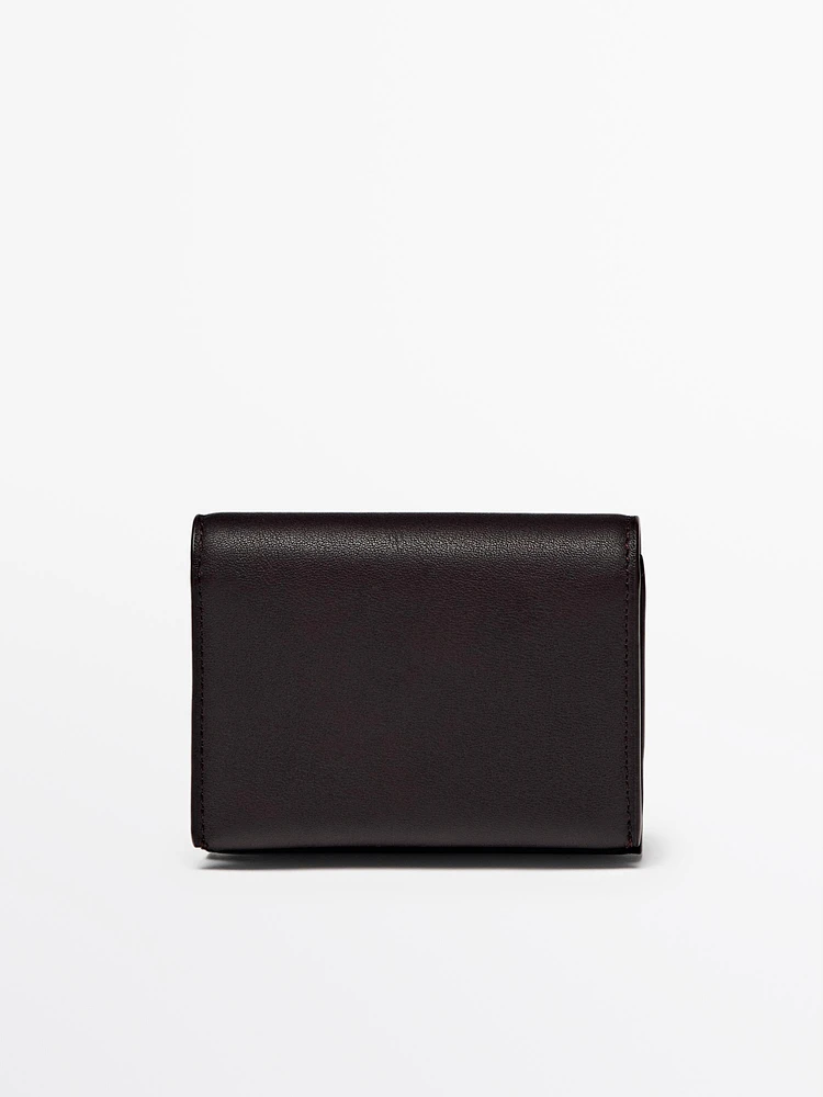 Portefeuille compact en cuir nappa