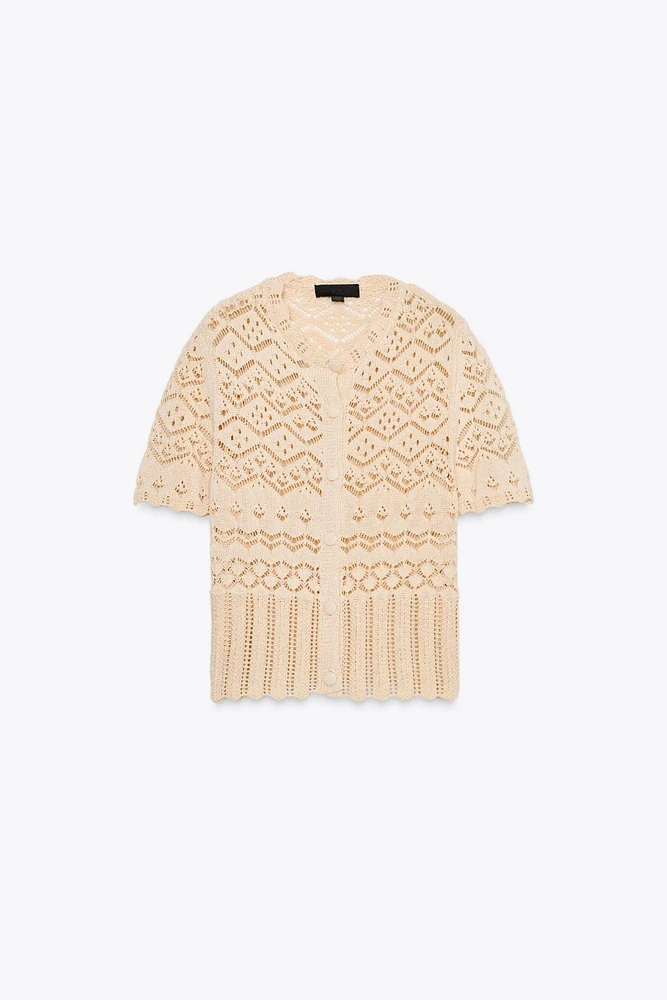 POINTELLE KNIT CARDIGAN