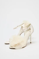 SATIN EFFECT FLOWER HEELED SANDALS - LIMITED EDITION