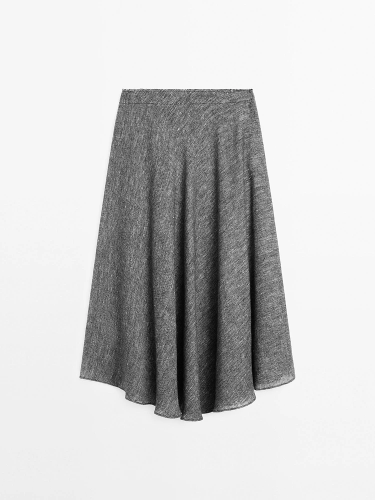Jupe midi ample en lin mélangé