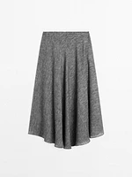 Jupe midi ample en lin mélangé