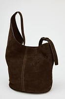 ASYMMETRIC SOFT SUEDE BUCKET BAG