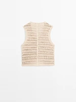 Embellished crochet knit vest