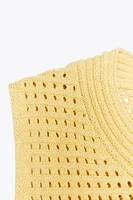 TOP EN MAILLE QUADRILLÉ À FRANGES
