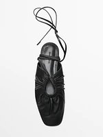 Tied nappa ballet flats