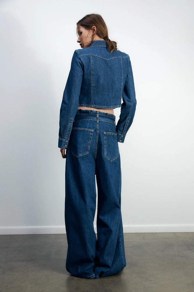 TRF HIGH-WAISTED PAPERBAG BELT JEANS