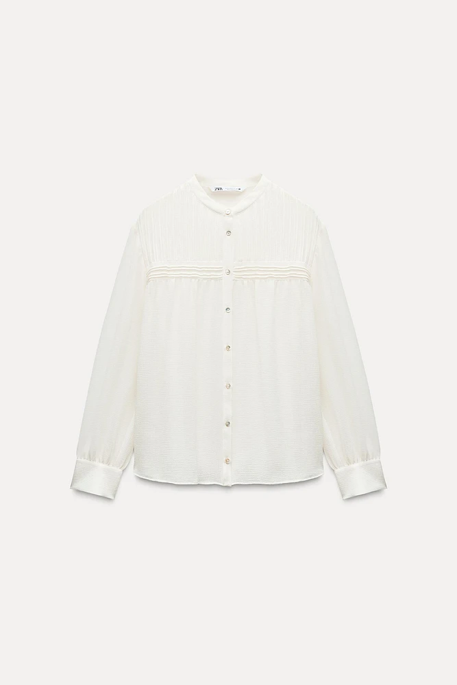 SEMI-SHEER PINTUCK SHIRT