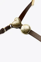 LEATHER BELT WITH METAL PLATES