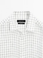 Chemise lin regular fit à carreaux