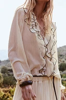 SEMI-SHEER BLOUSE WITH RUFFLES