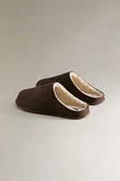 FAUX SHEARLING LEATHER SLIPPERS