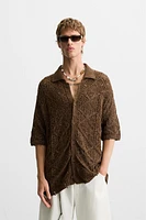 TEXTURED KNIT DISTRESSED SHIRT