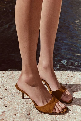 SPLIT LEATHER HEELED SANDALS