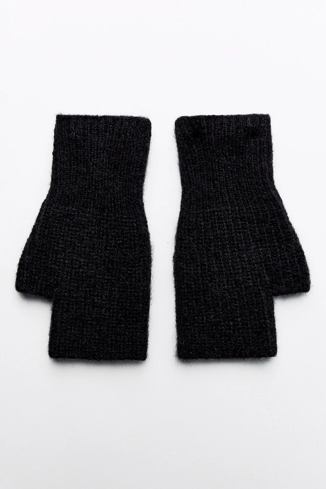 SHORT FINGERLESS RIBBED GLOVES