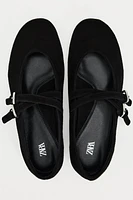 SUEDE STRAP BALLET FLATS