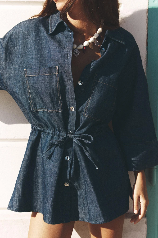 CHEMISE À CORDONS AVEC LIN