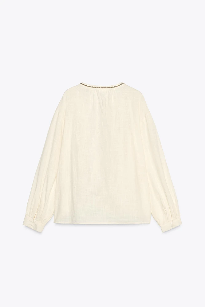 EMBROIDERED BEADED BLOUSE