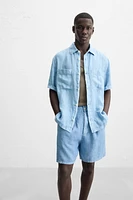 100% LINEN WASHED BERMUDA SHORTS