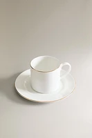 RIMMED BONE CHINA TEACUP AND SAUCER