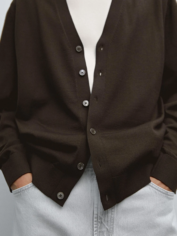 100% merino wool knit cardigan