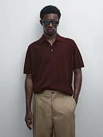Short sleeve cotton knit polo shirt