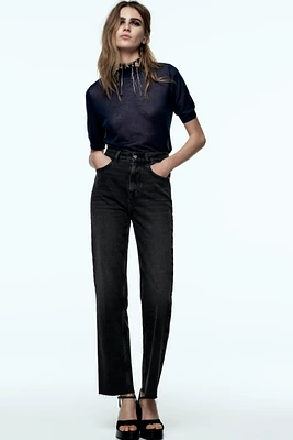 Z1975 DENIM STRAIGHT CUT JEANS WITH A HIGH WAIST