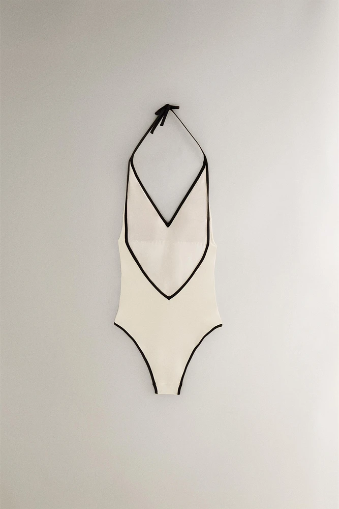 MAILLOT DE BAIN PLAGE BRETELLES CONTRASTANTES