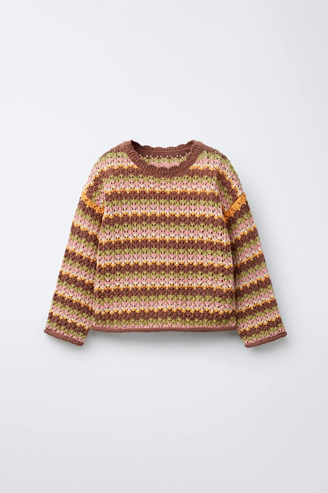 PULL EN MAILLE À RAYURES MULTICOLORES