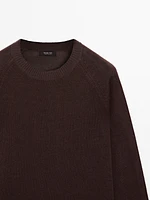 Linen blend crew neck sweater