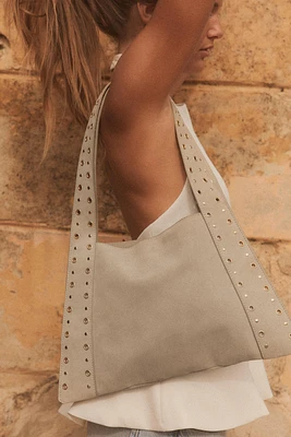 SUEDE STUDDED SHOULDER BAG