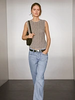Top en maille ajourée de coton mélang