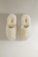 FAUX FUR PLATFORM SLIPPERS