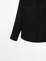 100% linen regular fit stand-up collar shirt