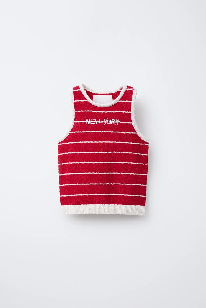 TOP EFFET SERVIETTE RAYURES