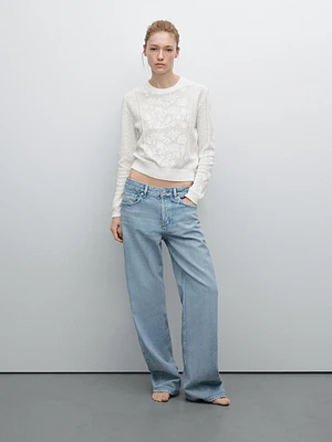 Cutwork lace sweater