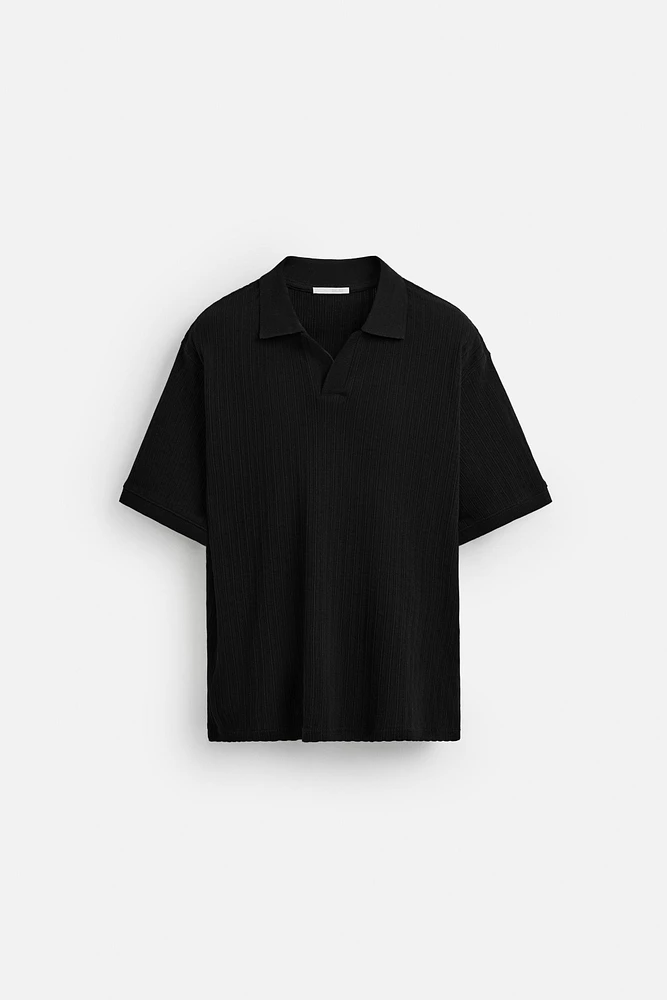RIB TEXTURED POLO SHIRT