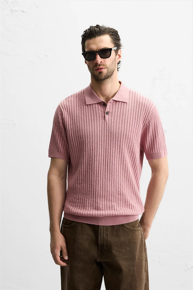 RIB KNIT POLO SHIRT