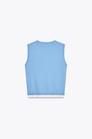 DOUBLE LAYER TRIM KNIT TOP