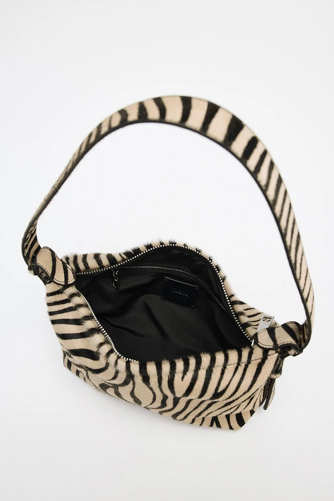 SAC EN CUIR AVEC EFFET FOURRURE À IMPRIMÉ ANIMALIER