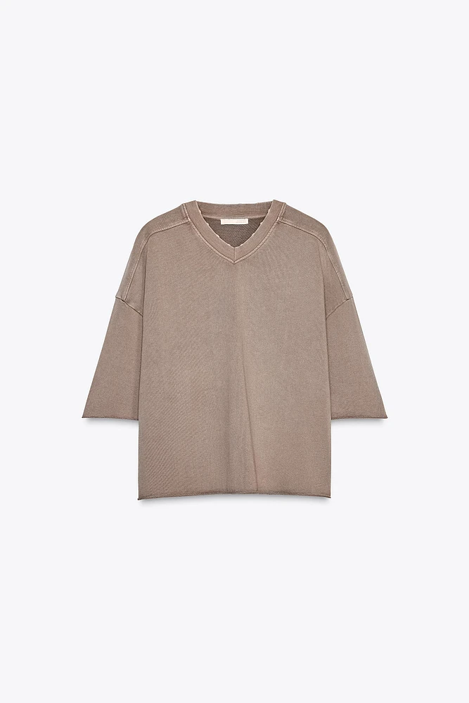 WASHED EFFECT PLUSH SWEATSHIRT