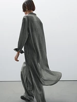 Semi-sheer ramie blend oversize blouse