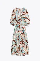 PRINTED POPLIN TIE DRESS