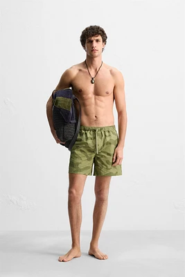 MAILLOT DE BAIN LONG À IMPRIMÉ ABSTRAIT
