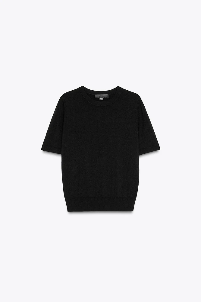 PLAIN KNIT BASIC SHORT SLEEVE TOP
