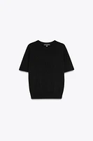 PLAIN KNIT BASIC SHORT SLEEVE TOP