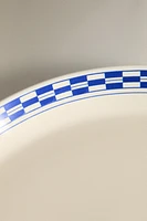 ASSIETTE PLATE CÉRAMIQUE BORD CARREAUX